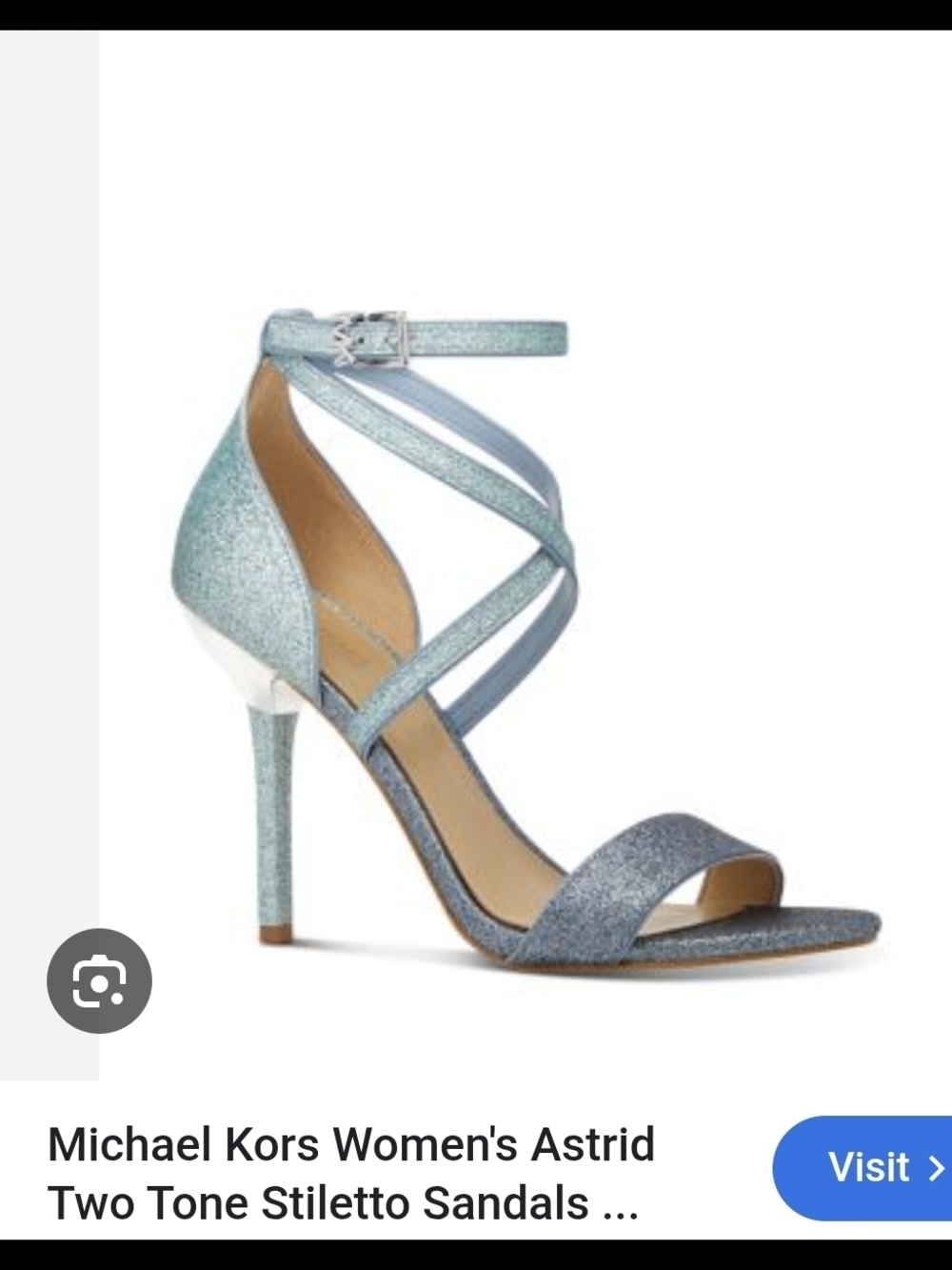 Michael Kors Two-Tone Blue Glitter Strappy Stiletto Sandals